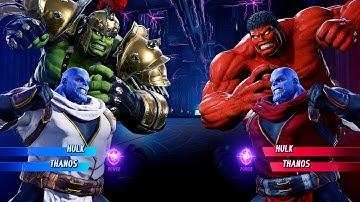 Gladiator Hulk & Thanos vs Red Hulk & Thanos (Very Hard) - Marvel vs Capcom | 4K UHD Gameplay