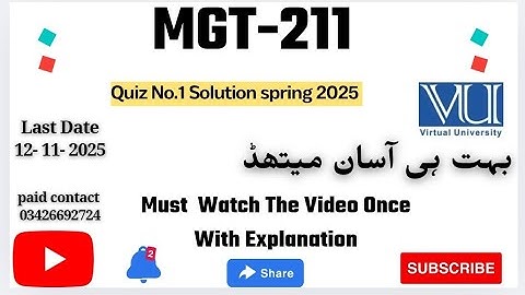 MGT211 - Introduction To Business (Quiz 01) 💯 Percent Correct Paid 03426692724