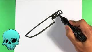 تعلم كيفية رسم سكين الهالوين - فيلم رعب مخيف - صور سهلة للرسم