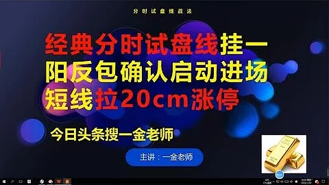 經典分時試盤線掛一陽反包確認，短線進場拉20cm漲停 - 天天要聞