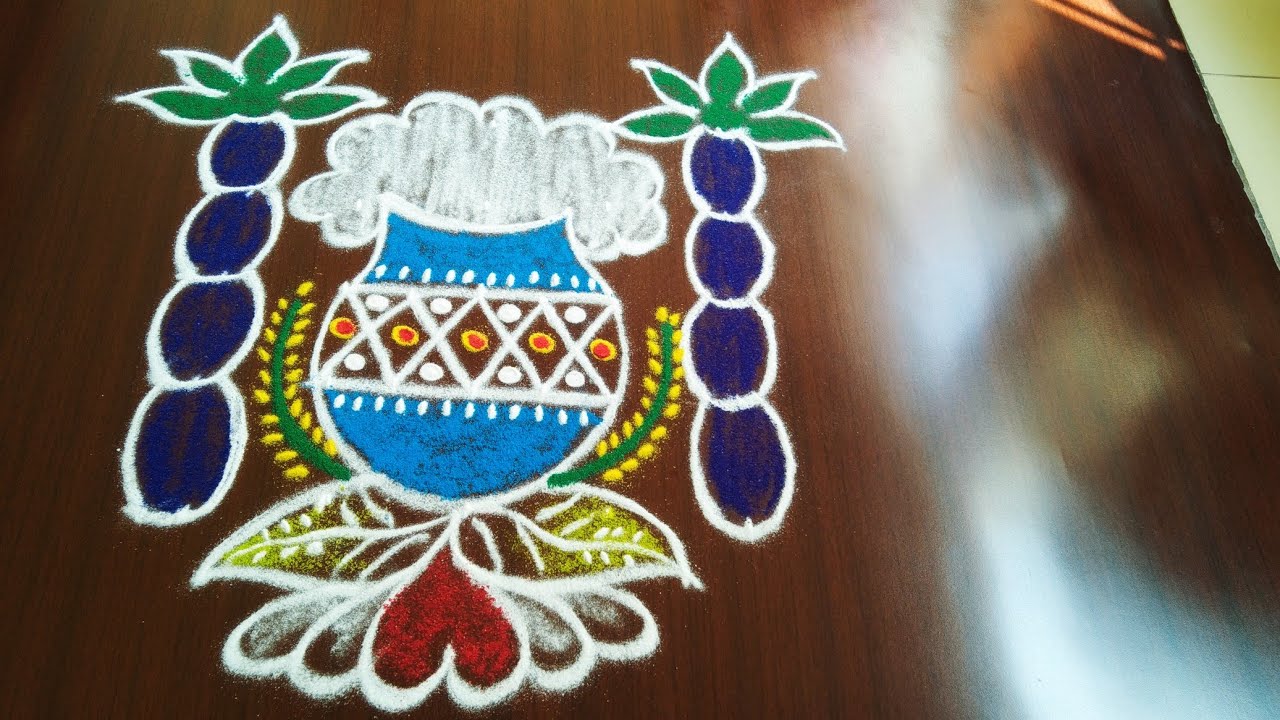 5×5 Thai Pongal Pot Rangoli Kolam/Easy Creative Festival Muggulu/Simple New Design Traditional Kolam