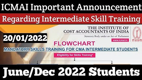 ICMAI Important Announcement Regarding Intermediate Skill Training For June/Dec 22 Examination | kci