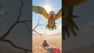 parrot help starling baby #ai #parrot #starling