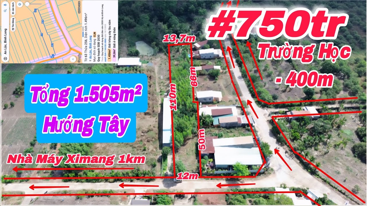 (10) 750tr | Tổng 1.505m², Ngang 12m Full hàng rào, Kế bên trường Học LH 0867251968 #bdsbinhphuoc