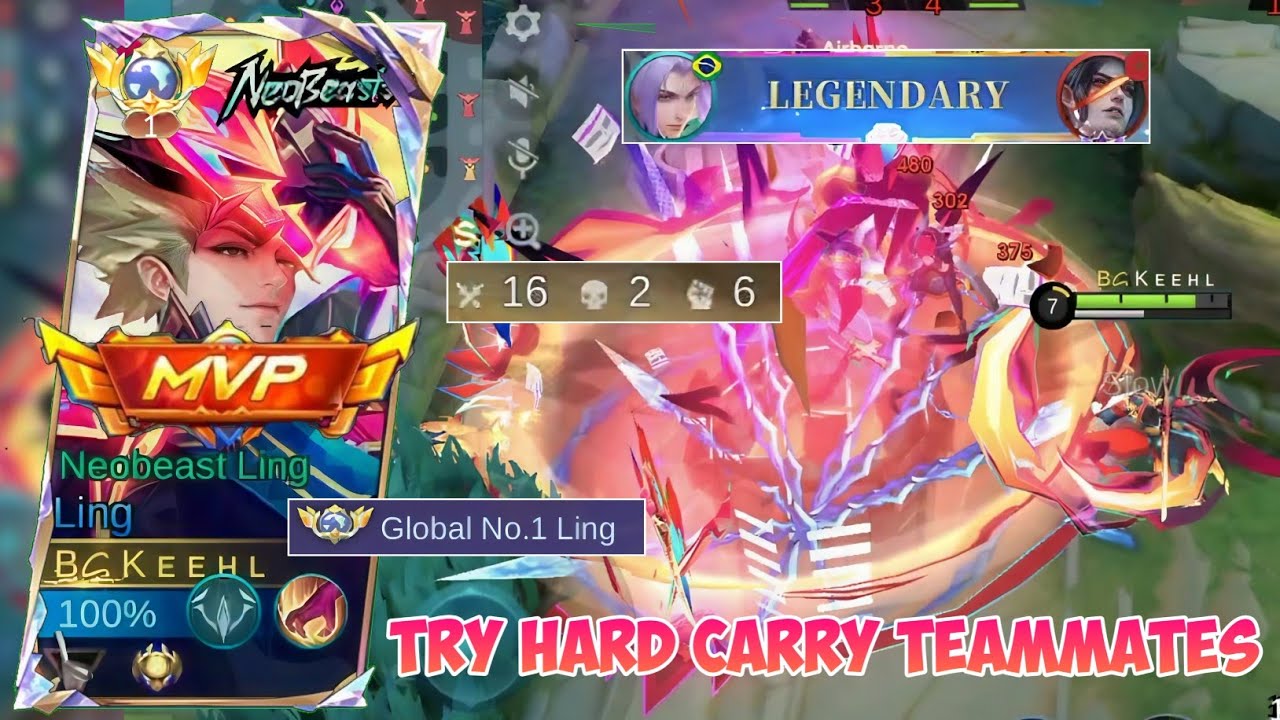 GLOBAL LING TRIED HIS BEST TO CARRY TEAMMATES IN SOLO RANK! LING FASTHAND - MOBILE LEGENDS