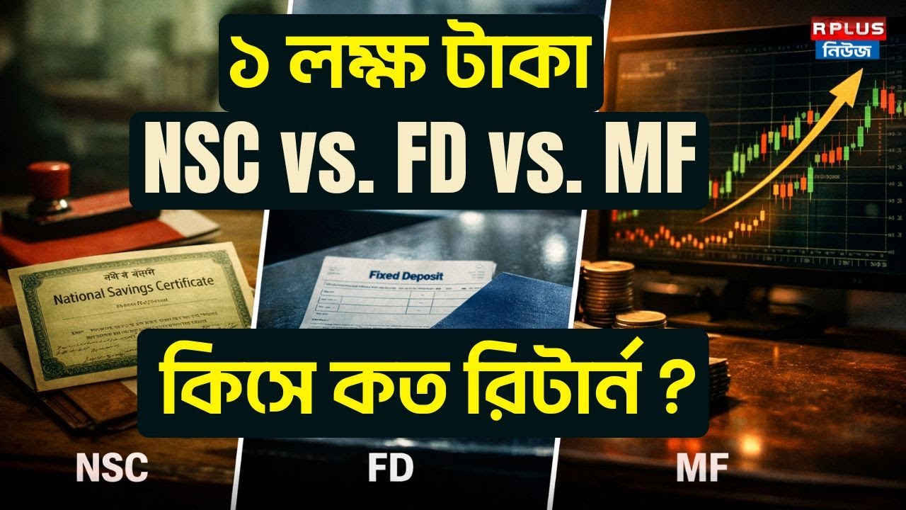 ১ লক্ষ টাকা NSC vs. FD vs. MF  কিসে কত রিটার্ন ? |Mutual Fund |NSC |FD | How Much Return |Money Plus