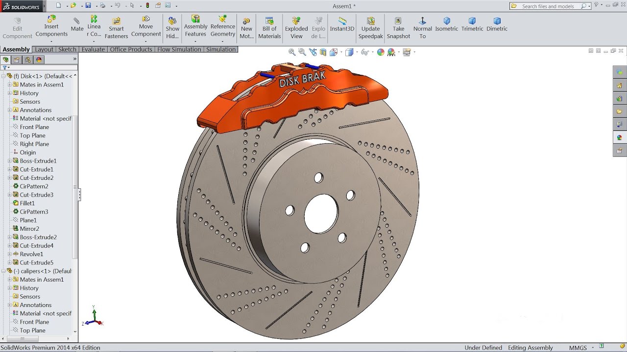 Solidworks Disk Brake Tutorial - YouTube