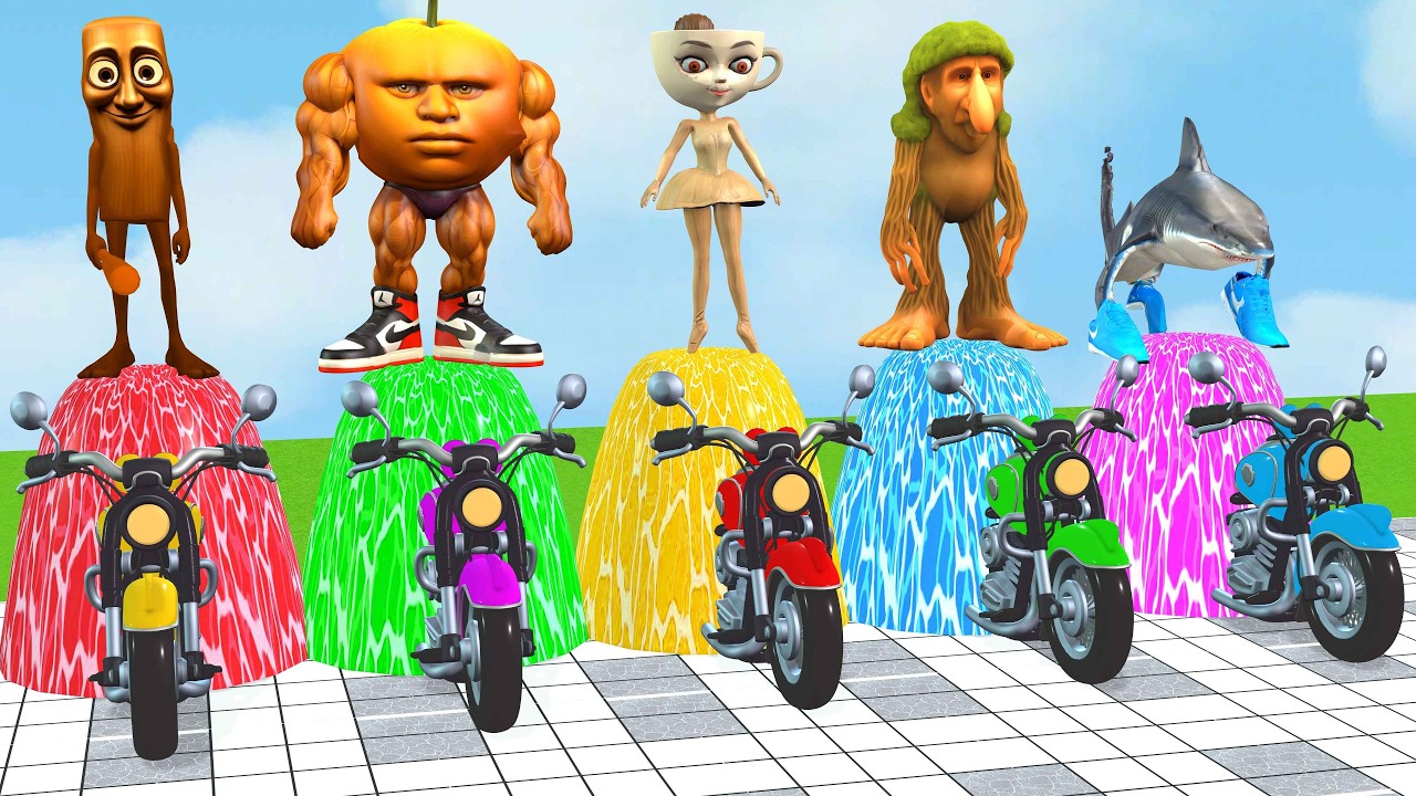 Long Slide Game With Cow Elephant Gorilla Hippopotamus Tiger 3d Animal Game Funny 3d AnimalsVideo