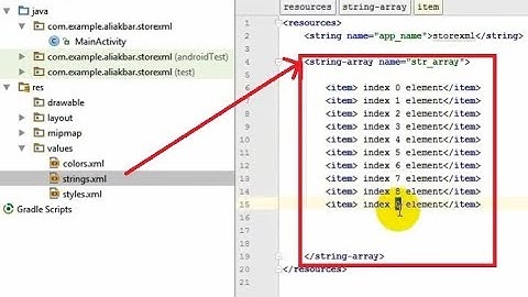 How Arrays can be stored in XML file and used in Android Studio