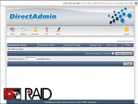 יצירת תת דומיין בממשק דיירקט אדמין (Direct Admin)