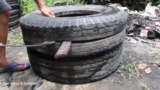 How to cut and split truck tires