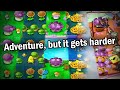 Plants vs zombies but each world has a progressively harder challenge