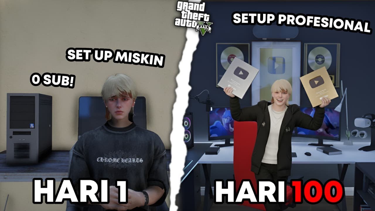 100 HARI DI GTA 5 DARI ORANG BIASA SAMPAI JADI STREAMER TERKENAL