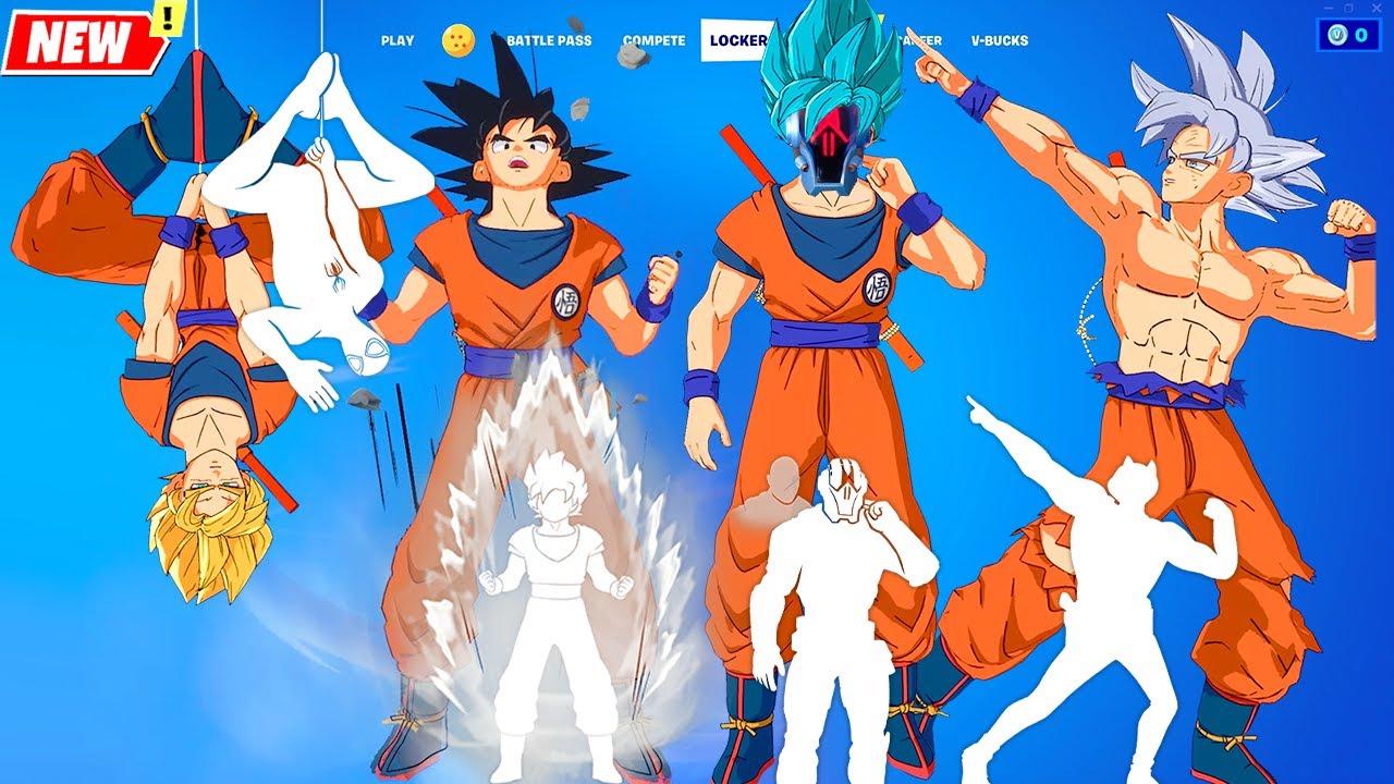 Dragon Ball SON GOKU doing all Fortnite BuiltIn Emotes シ YouTube