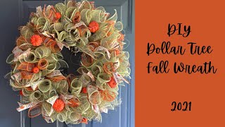 DIY Fall Dollar Tree Mesh Wreath | Fall 2021