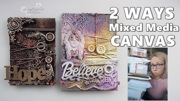 Same products - 2 WAYS for Mixed Media CANVAS - Supplies from Subscribers #3 ♡ Maremi