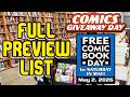 FREE Comic Book Day 2026 FULL PREVIEW LIST AND Comics Giveaway Day 2026 Full Preview List