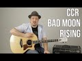 CCR Bad Moon Rising Acoustic Guitar Lesson + Tutorial