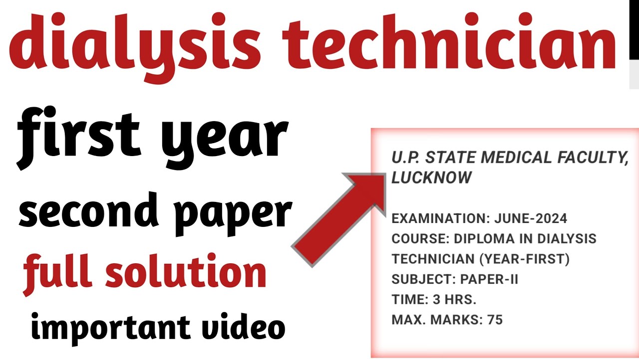 Dialysis technician previous year question paper solution. Ddt paper solution.