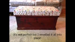 How to.....upcycle a blanket box or toy box. I used Annie Sloan Chalk paint and Cath Kidston Oil cloth.