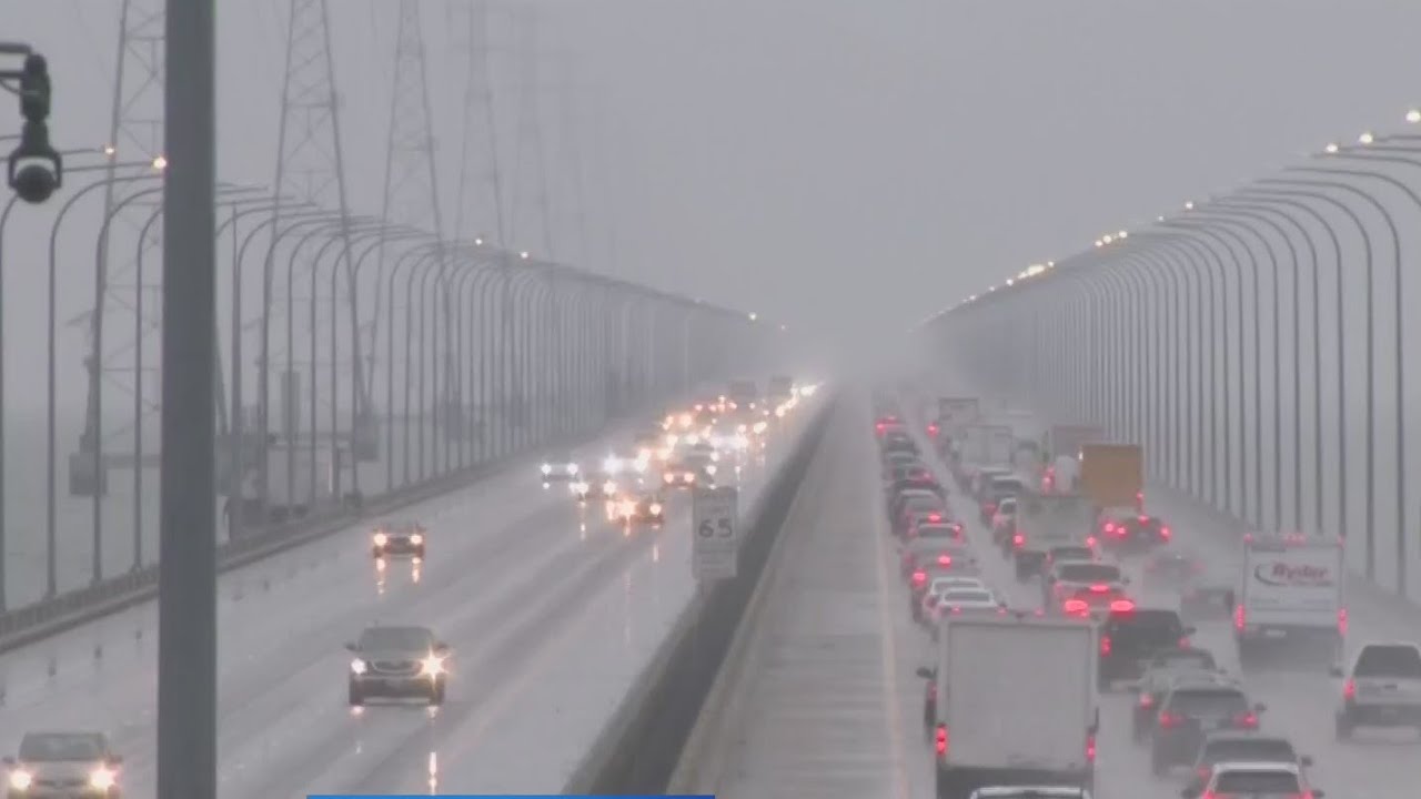 Morning storm system makes for soggy commute across the Bay Area - YouTube