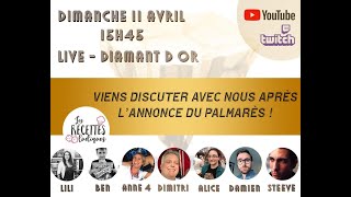 Diamant dOr 2021 💎 - Le débrief
On débrief du classement final des Diamants dOr 2021 avec une équipe dinvité de qualité !
💎 Résultats
1. Beyond the Sun
2. Praga
3. Bonfire
4. Alma Mater
5. Vicomtes du Royaume de lOuest
6. Tekhenu
7. Merv
8. Tawantinsuyu
🎬 Chapitrage
00:00 On arrive
16:55 Introduction
20:50 Réactions au classement final
28:36 Tawantinsuyu
37:29 Merv
46:16 Tekhenu
58:36 Vicomtes du Royaume de lOuest
01:07:38 Alma Mater
01:18:20 Bonfire
01:29:10 Praga
01:42:41 Beyond the Sun
01:58:06 Site et stats
02:14:41 Questions sur les diamants
🤗 Remerciements
Merci à tous nos invités : Alice, Anne-Cat, Damien, Dimitri et Steeve pour ce moment passé.
Merci au chat pour les échanges, cest la raison pour laquelle on propose ce format alors merci.
Merci à la Caverne du Gobelin pour Bonfire et Alma Mater.
Merci à Pixie Games pour Tawantinsuyu.
Merci à Alex pour Vicomtes du Royaume de lOuest.
Merci à tous pour votre soutien 😘
Retrouvez nous sur les réseaux :
Facebook : https://www.facebook.com/lesrecettesl...
Instagram : https://www.instagram.com/lesrecettes...
Twitter : https://twitter.com/recettes_ludiq
Twitch : https://www.twitch.tv/les_recettes_ludiques Diamant dOr 2021 💎 - Le débrief