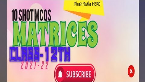 10 MCQs of MATRICES Class-12th #cbse #class12 #matrices