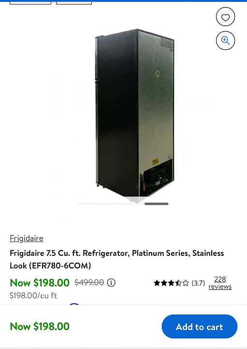 Sale 198 Frigidaire 7.5 Cu. ft. Refrigerator, Platinum Series