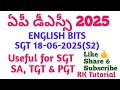 AP DSC SGT 2025 ENGLISH BITS #dsc  #apdsc  #dscenglish 
