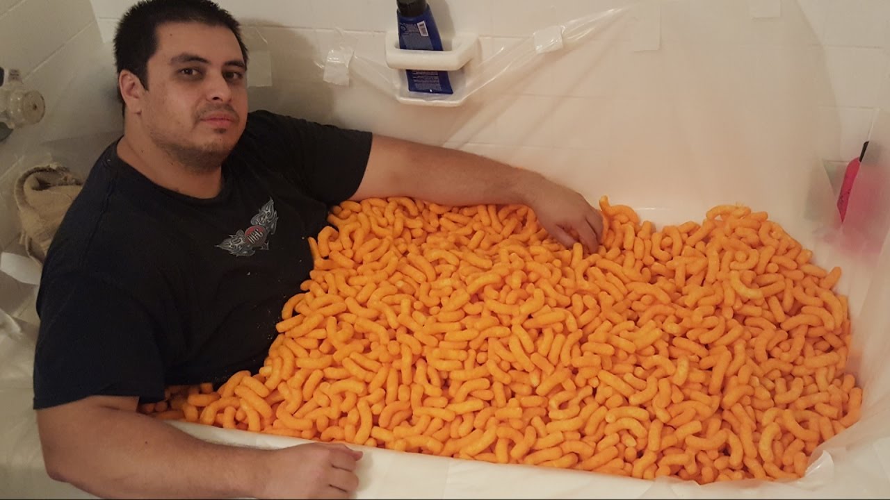 Eating A Bathtub Full Of Cheetos Challenge YouTube