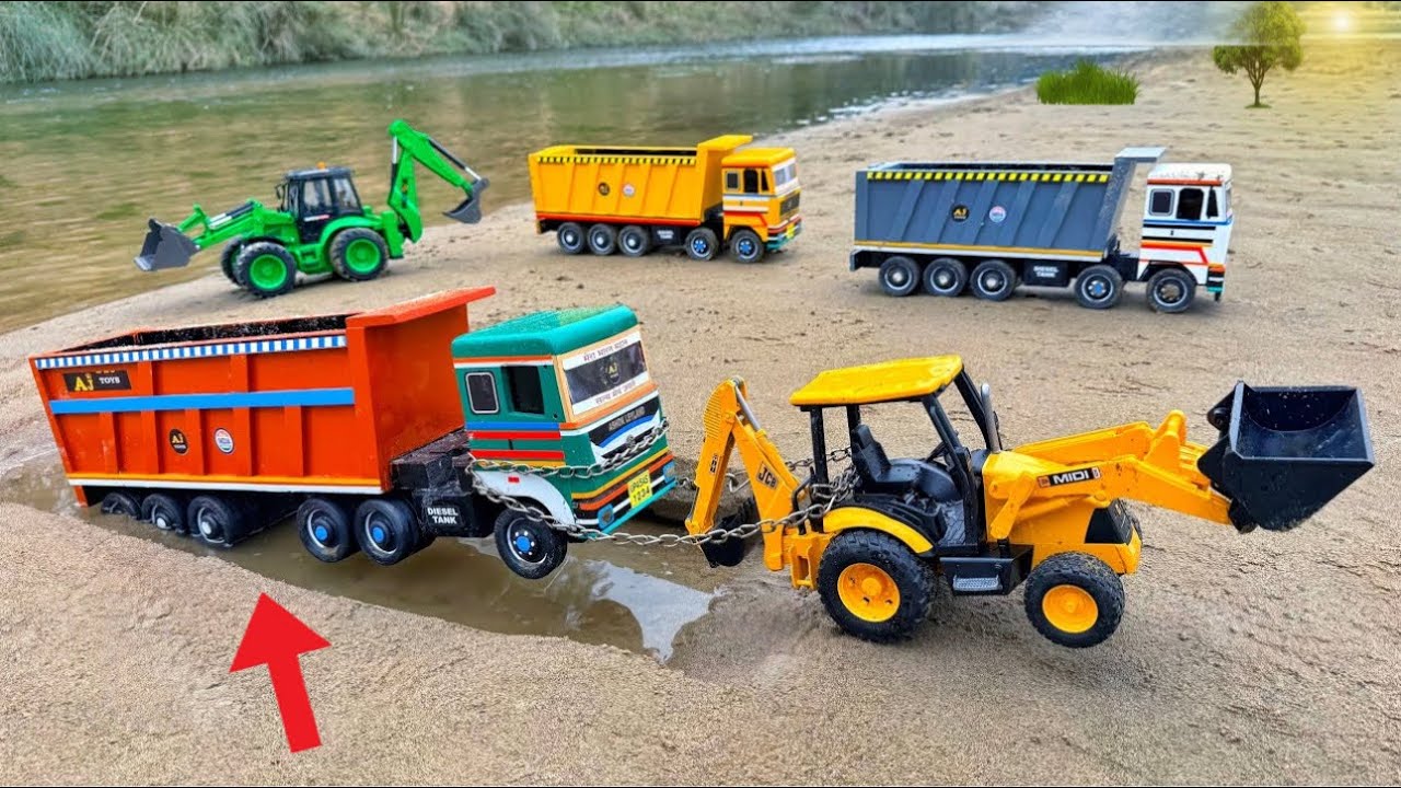 JCB 5CX Toy Loading Tata Truck | New Holland Tractor | Ashok Leyland Truck | JCB Ki Khudai | Cartoon