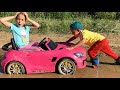 Sofia stuck in the mud Kids stories about ride on Power Wheels Tractor