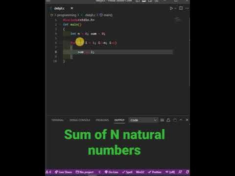 Calculate sum of n natural numbers in C || Sum of N natural numbers in ...