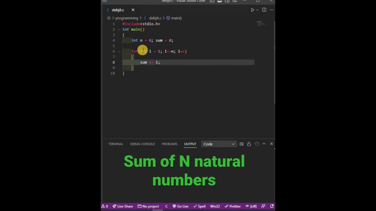 Calculate sum of n natural numbers in C || Sum of N natural numbers in ...