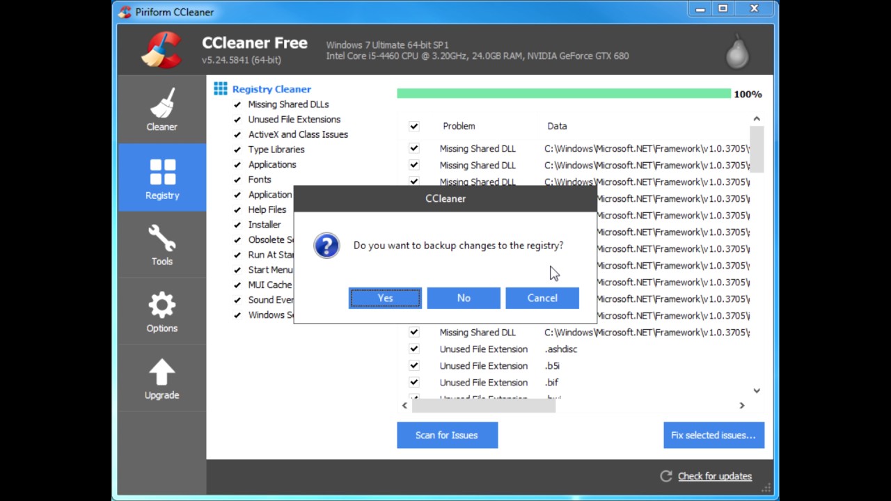 Comment nettoyer son registre avec CCleaner