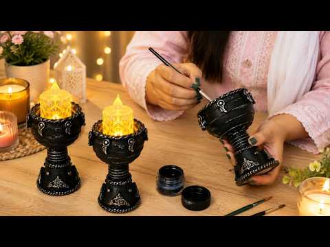 So Low-Cost, So Stunning ! From Waste to Luxury Decor | Candle Stand from waste Materials