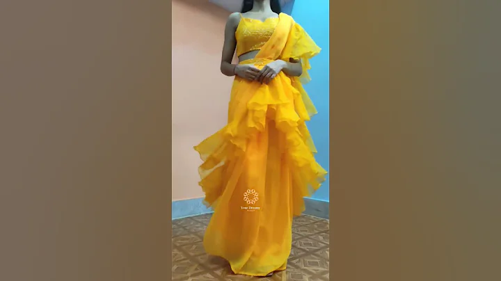 Haldi outfit #bridalsaree #haldisaree #haldioutfit #yellowsaree #rufflesaree #saree #dreamyboutique