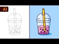 Adobe illustrator tutorial create a bubble tea vector step by step