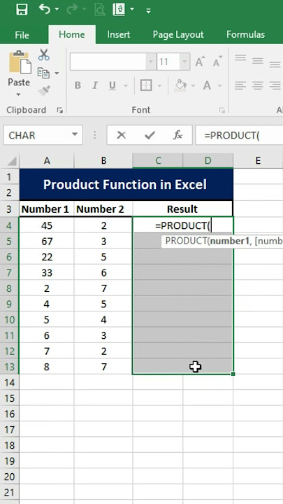 Product function in Excel #shorts #exceltips