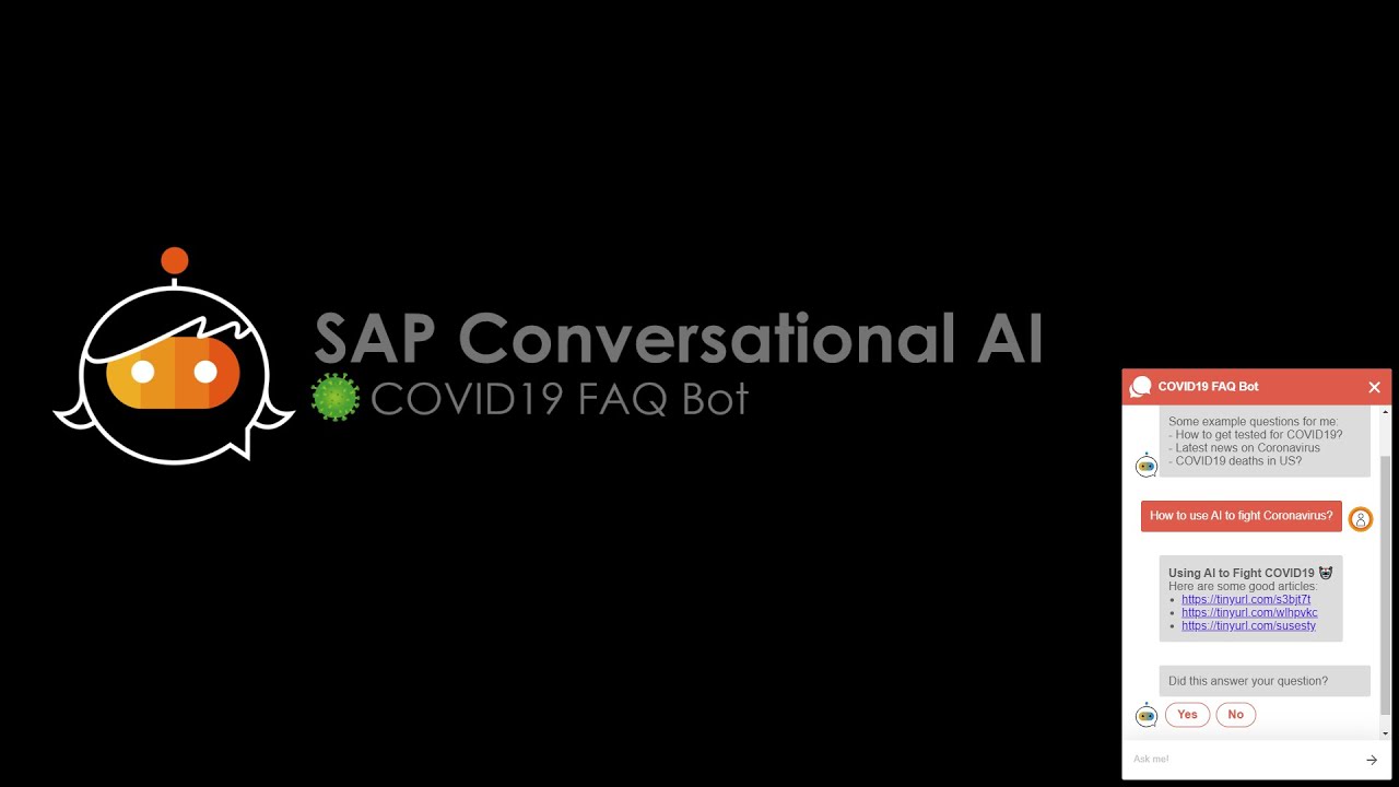 SAP Conversational AI - COVID19 FAQ Bot Demo - YouTube