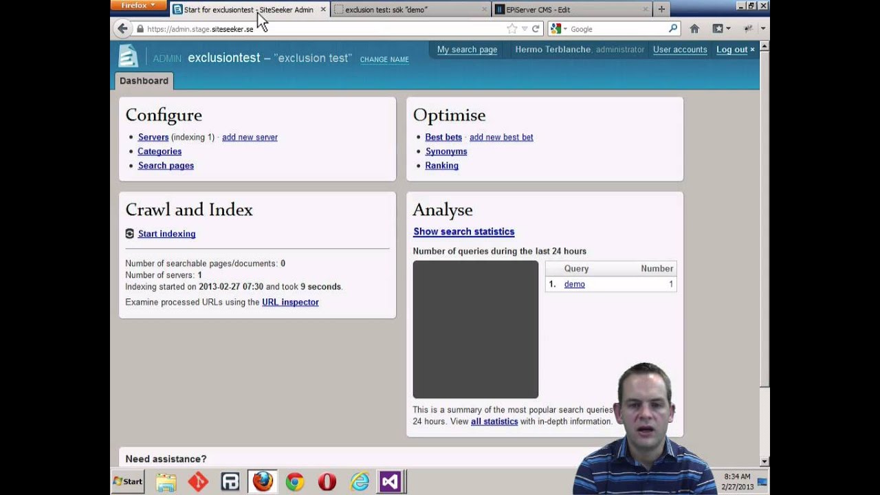 SiteSeeker Notifications in EPiServer Demo