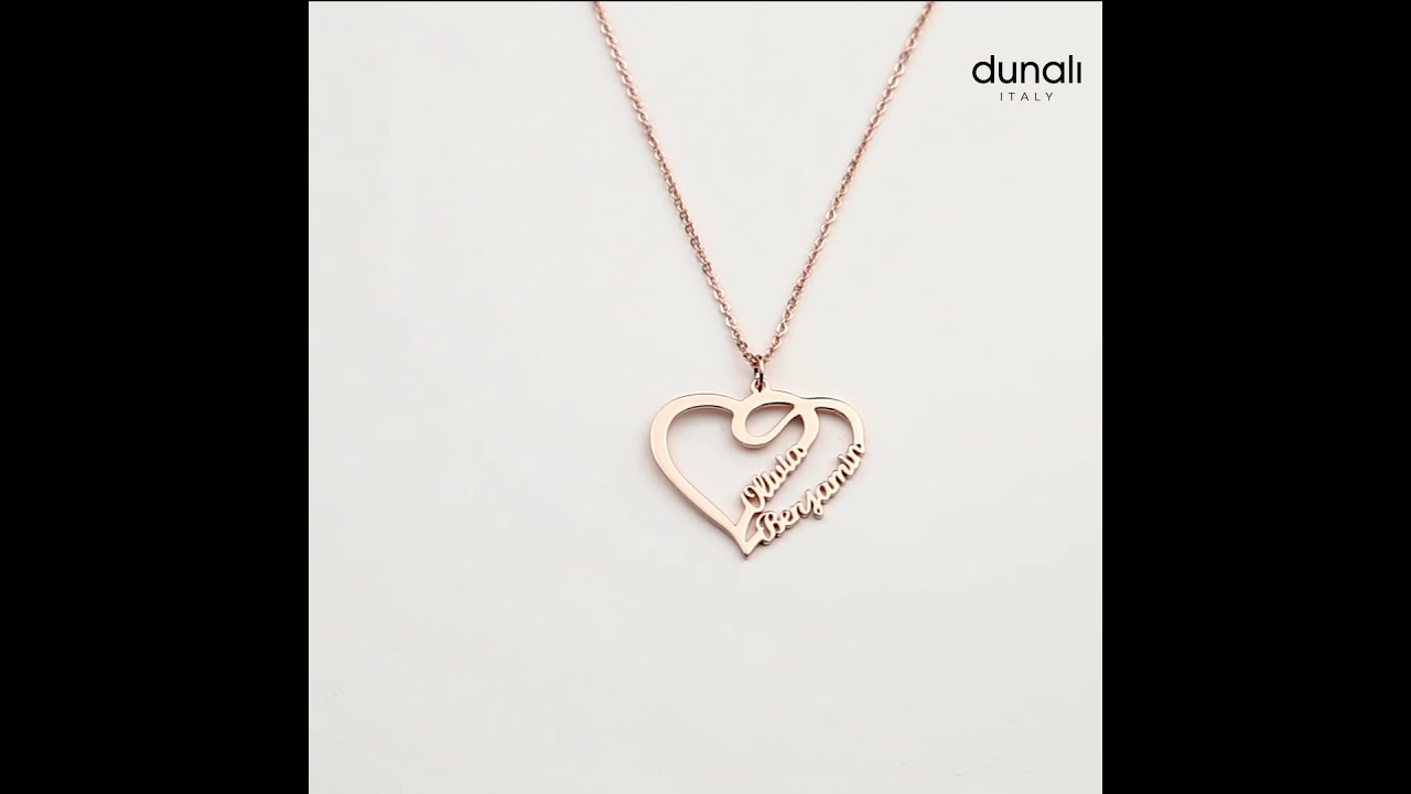 DUNALI Sterling Silver Couple Heart Necklace With Personalized Names 2 reviews
