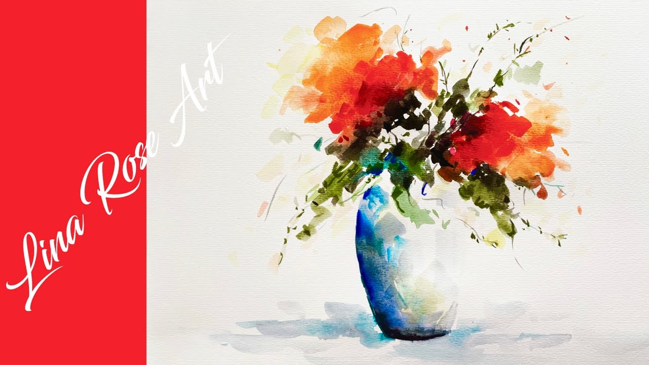 Flower in a Vase Watercolor Painting