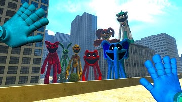 HUGE AND SCARY SMILING CREATURES FROM POPPY PLAYTIME KILL EVERYONE IN THEIR PATH PART2 - GARRY`S MOD