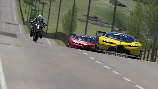 Kawasaki Ninja H2R vs Bugatti Vision GT at Highlands