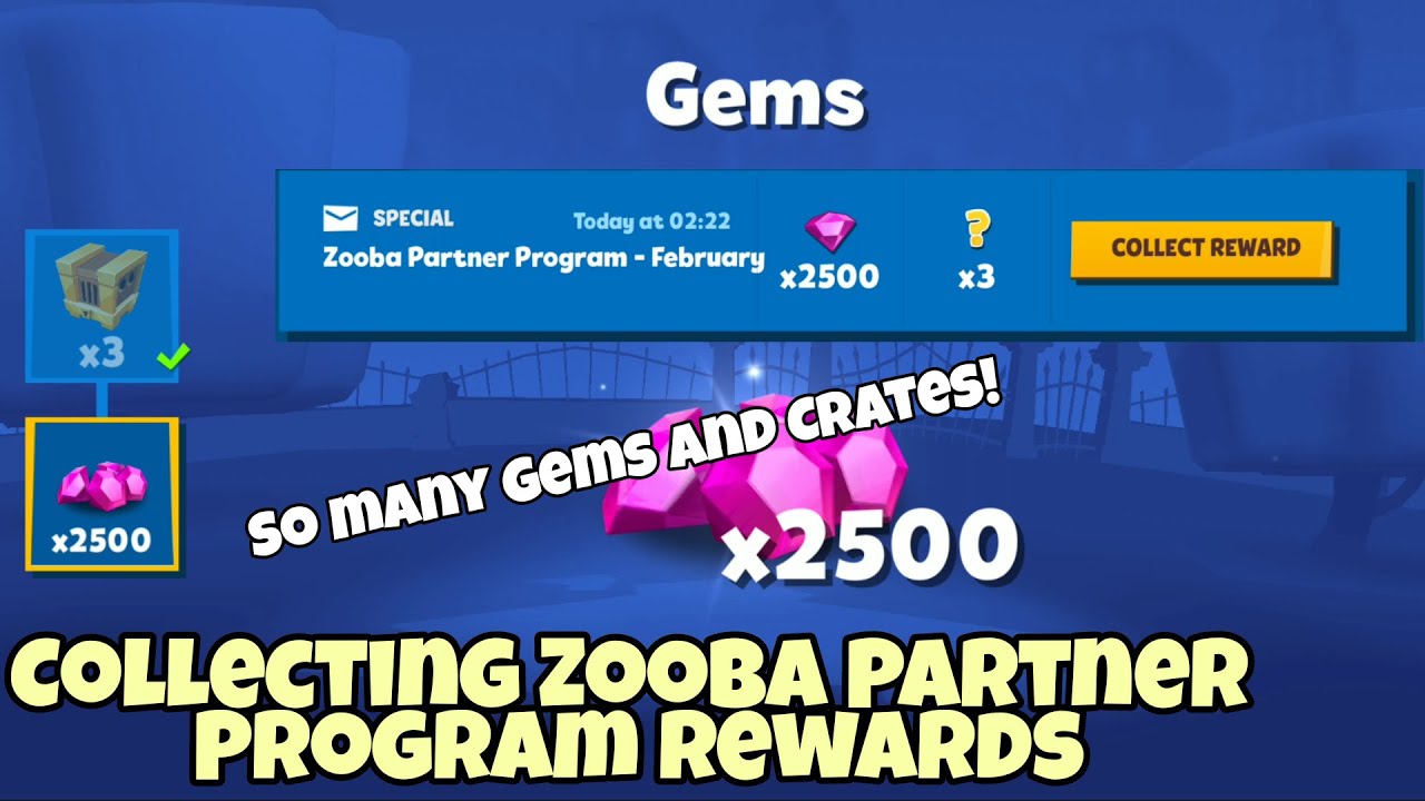 Collecting Zooba Partner Program RewardsSo Many GEMS and CRATES! YouTube