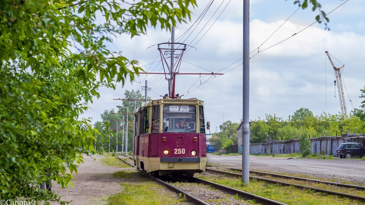 Поездка на трамвае 71-605 (КТМ-5МЗ) по маршруту 7 в Красноярске!