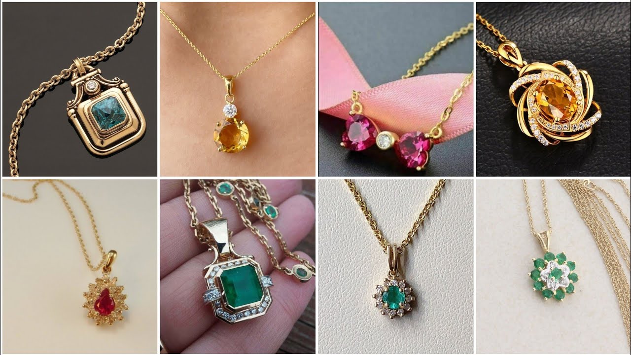 modern party wear gold necklace/latest casual wear gold pendant design