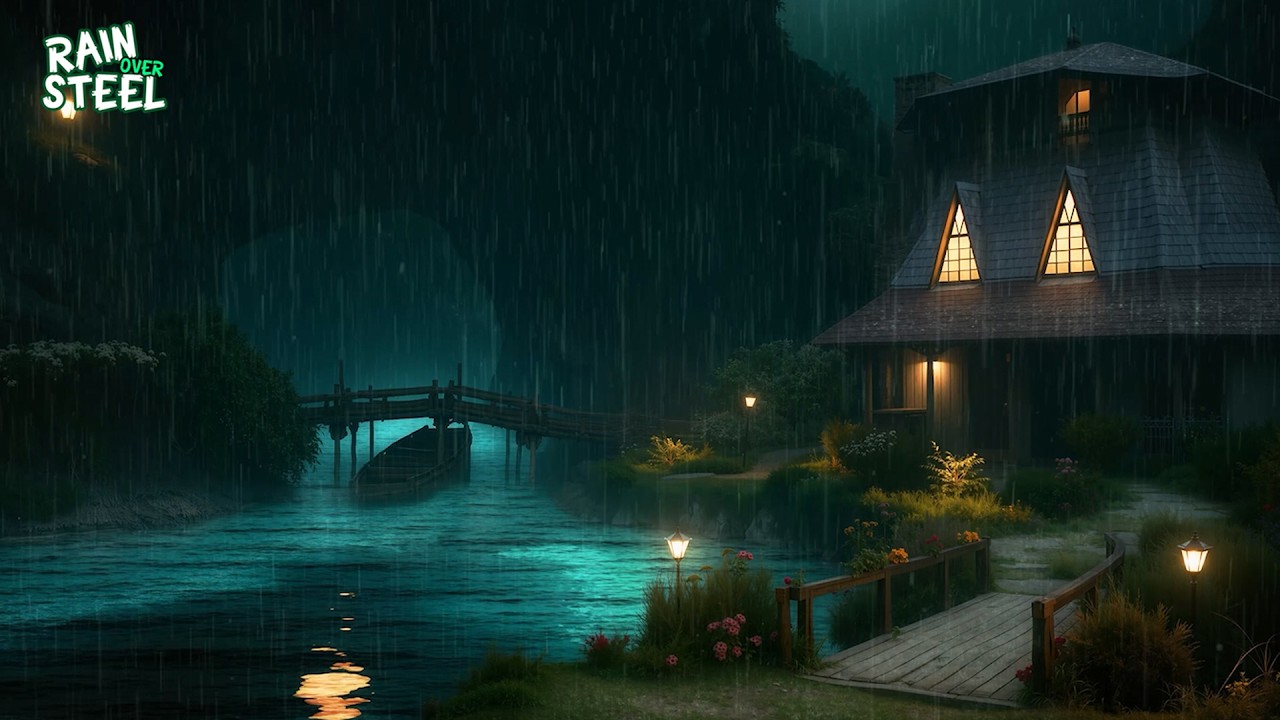 Heavy Rain Night by the Cozy Lakeside House | Relaxing Sounds for Sleep,  Study, Relaxing