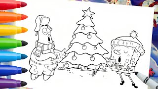 SpongeBob SquarePants Christmas Coloring Page